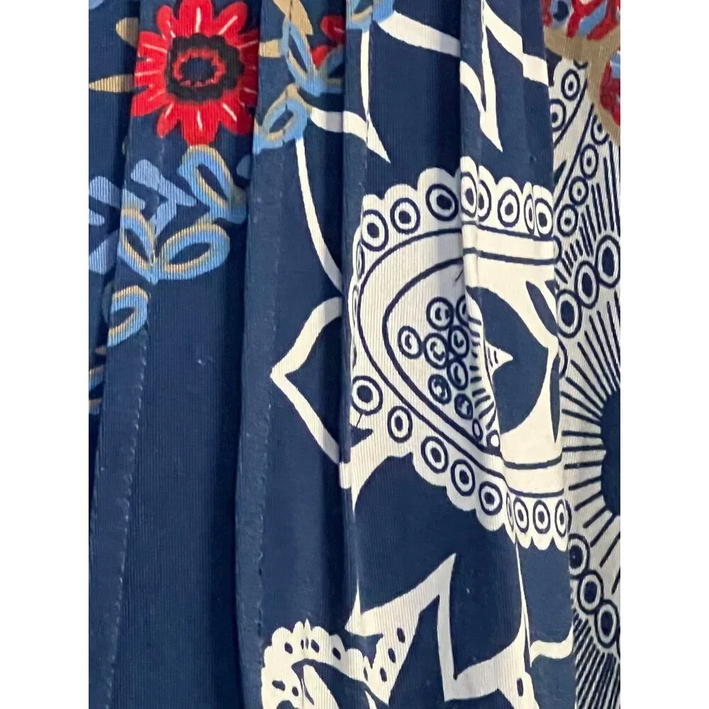 N Touch Women’s 1X Multicolor Floral Boho Tunic Top Button Details Blue Red - Picture 6 of 15